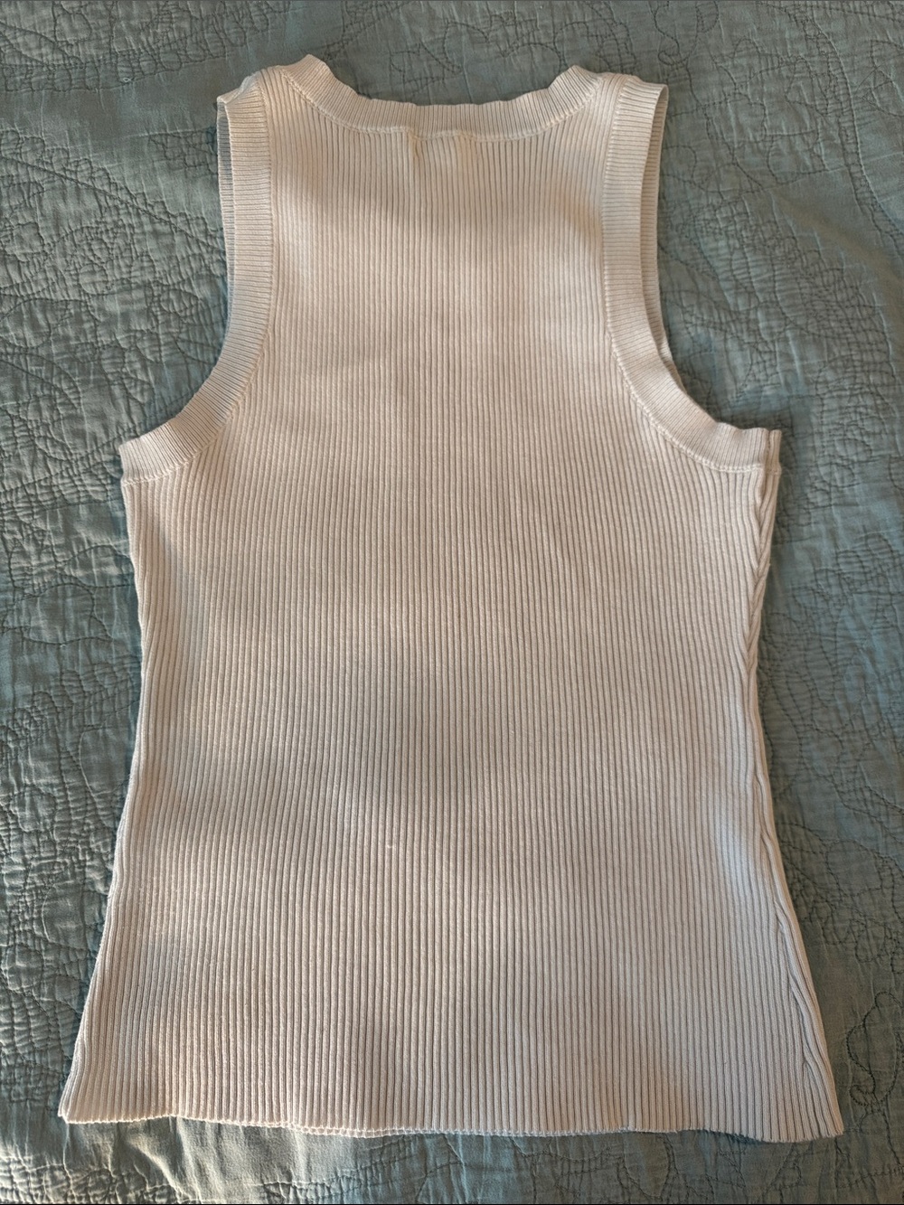White Ribbed Sleeveless Tank Top - Picture 4 of 6